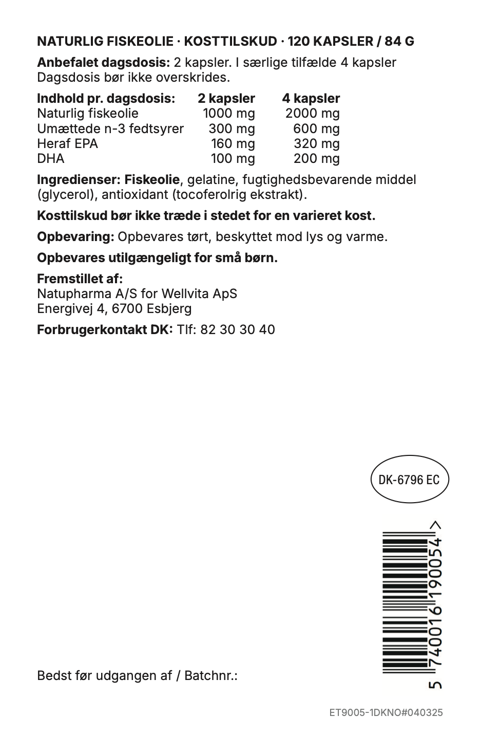 Wellvita Omega-3 Fiskeolie.
