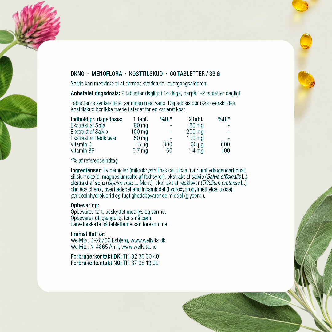 Menoflora produktemballage med piller