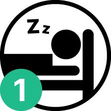 Piktogram af en sovende person