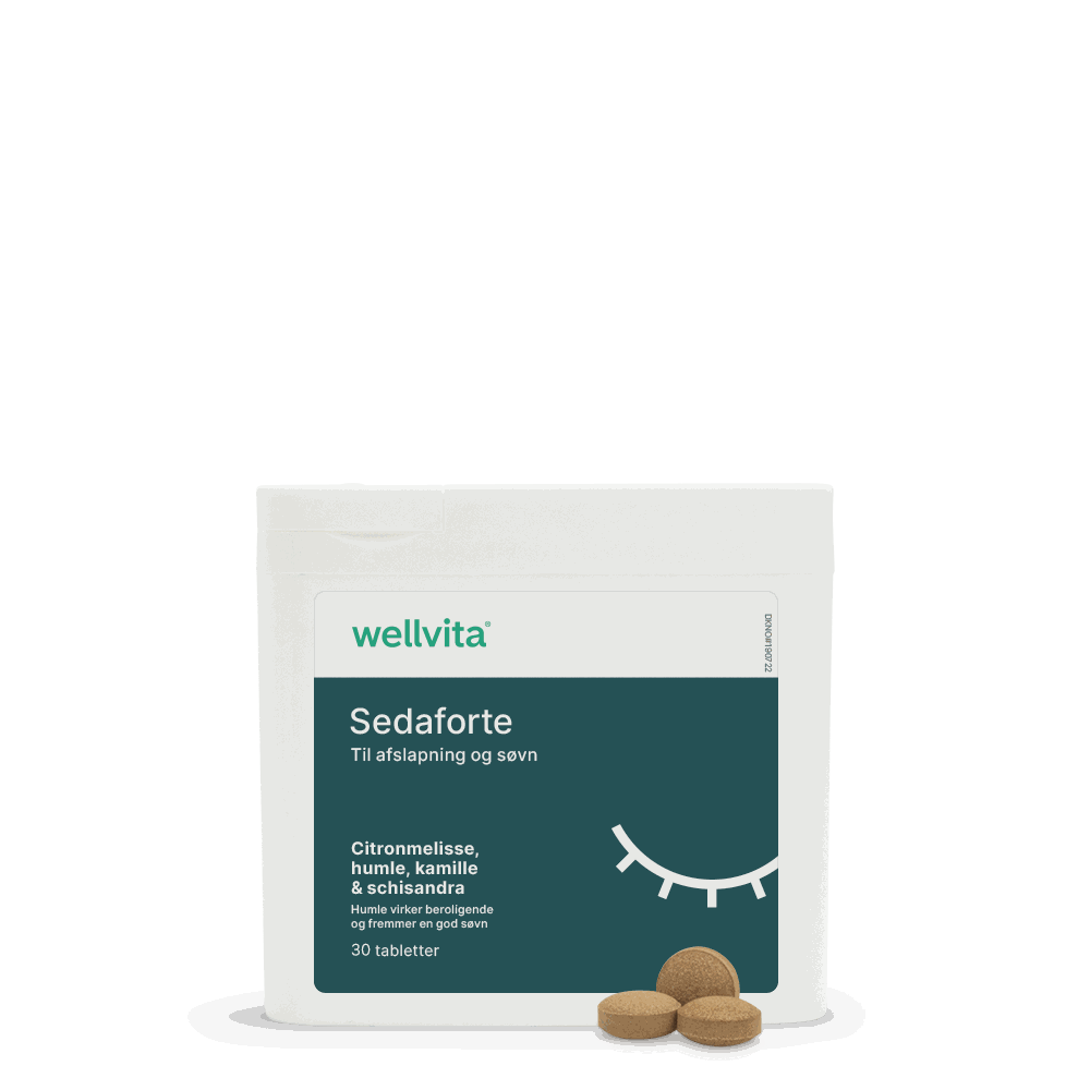 Wellvita Sedaforte søvnkosttilskud med baldrian og passionsblomst, 120 tabletter.