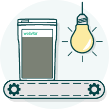 Illustration af Wellvitas energioptimering i produktionsafdelingen