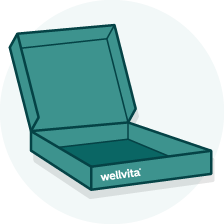 Illustration af Wellvitas mindre pap i forsendelsepakninger