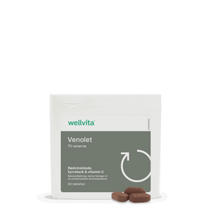 Wellvita Venolet kosttilskud til lette ben med rødvinsbladekstrakt, 90 tabletter.