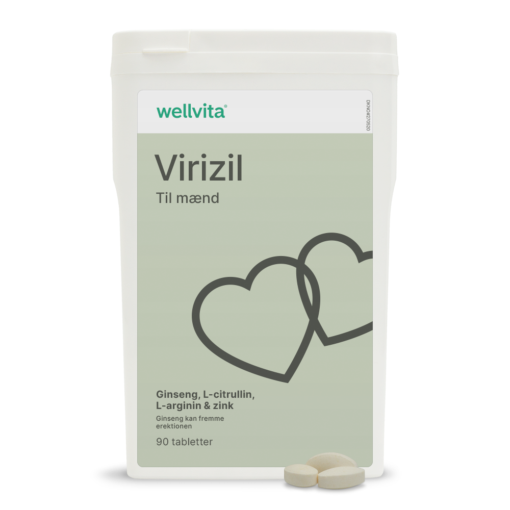 Wellvita Virizil vitalitetskosttilskud til mænd med ginseng og zink, 90 tabletter.