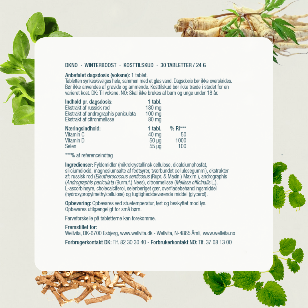 WinterBoost vitamin D-tilskud med urter for energi, humør og immunforsvar om vinteren