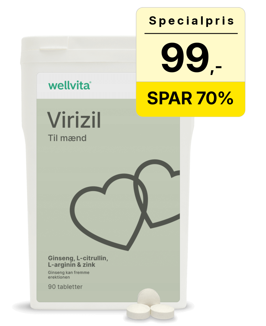 Wellvita Virizil kosttilskud - Produkt med 90 tabletter og specialpris til 99 kr. Spar 70%.