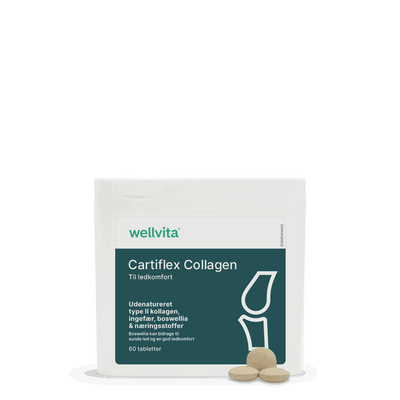Wellvita Cartiflex Collagen ledkosttilskud med kollagen og ingefær, 180 tabletter.