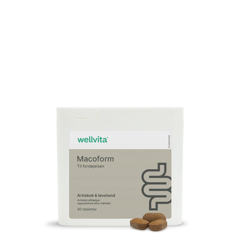 Macoform kosttilskud med artiskok- og mælkebøtteekstrakt til leverafgiftning og fordøjelsesbalance, 30 tabletter.
