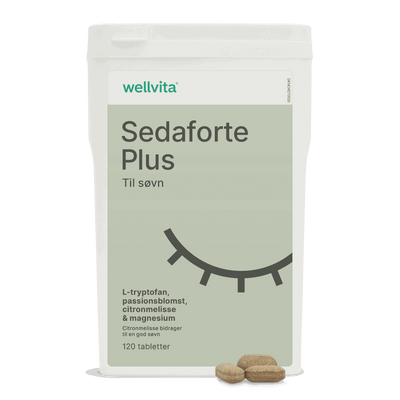 Wellvita Sedaforte Plus søvnkosttilskud med L-tryptofan og passionsblomst, 120 tabletter.