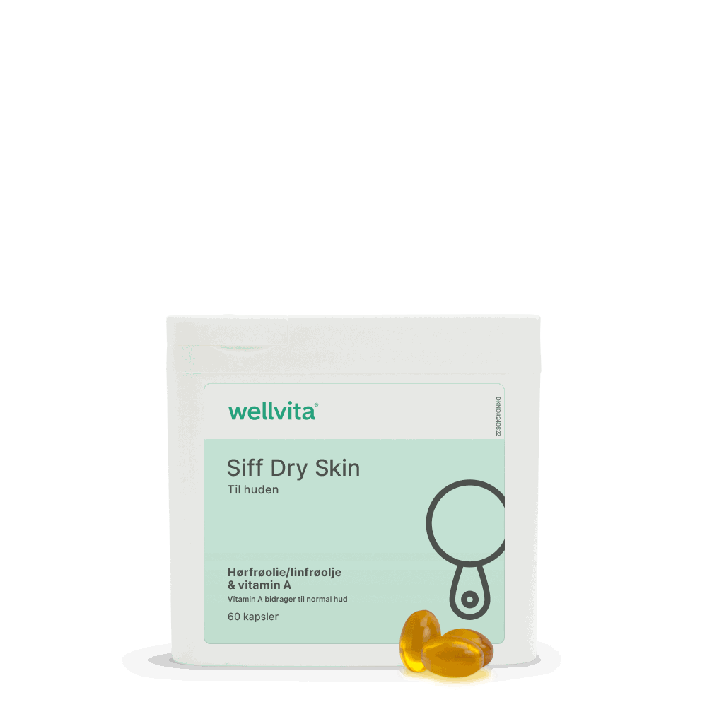 Siff Dry Skin produktemballage med piller