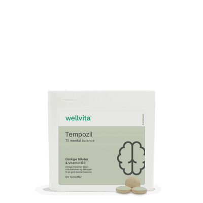 Wellvita Tempozil hukommelseskosttilskud med ginkgo biloba, 120 tabletter.